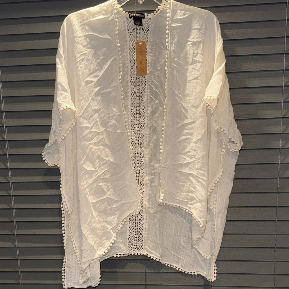 Steve Madden cream Lace Kimono Cardigan - Picture 1 of 3